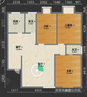 福锦花园127平90w满二有电梯双卫南北通透可按揭