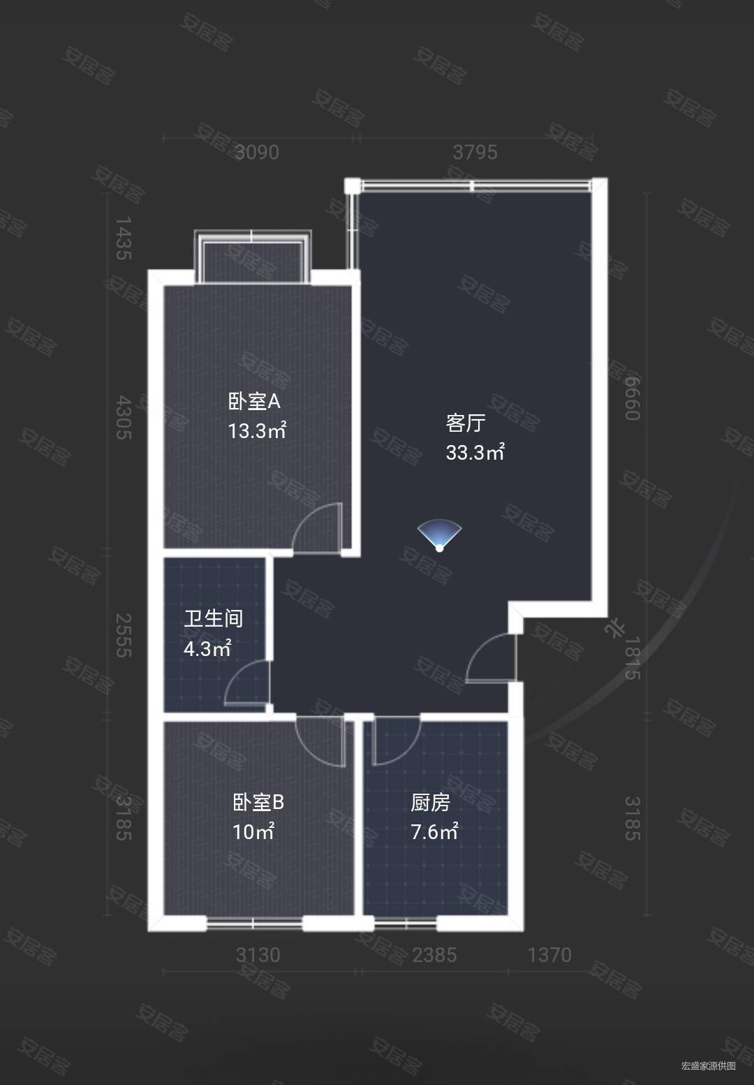 省府北街5号院2室1厅1卫83.2㎡南北93万