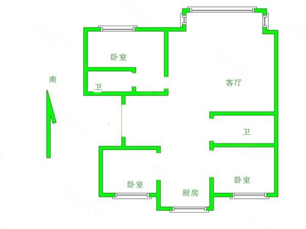 龙兴世纪城3室1厅2卫114㎡南北79.6万