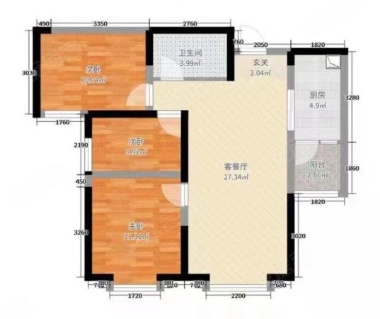 神火城市春天3室2厅2卫128㎡南北88万