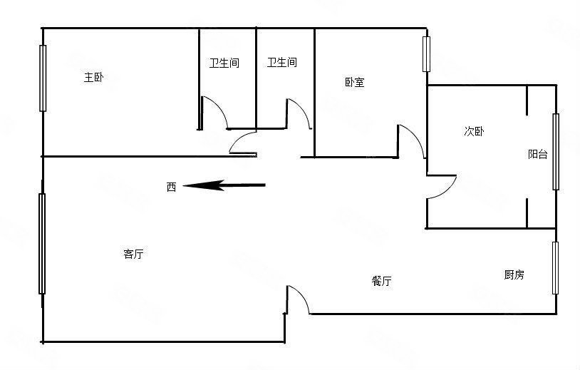 阳之光小区3室2厅2卫106.97㎡南北109万