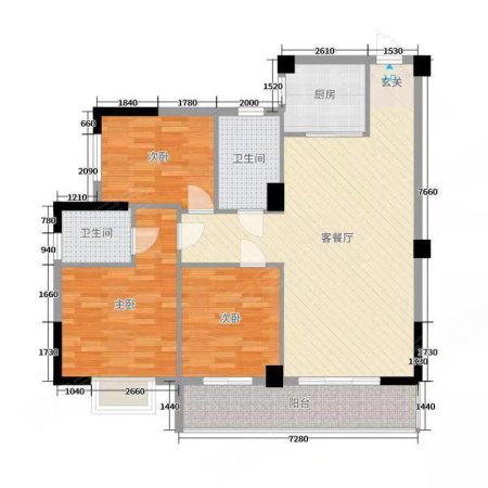 福园雅境3室2厅2卫120㎡南北59.8万