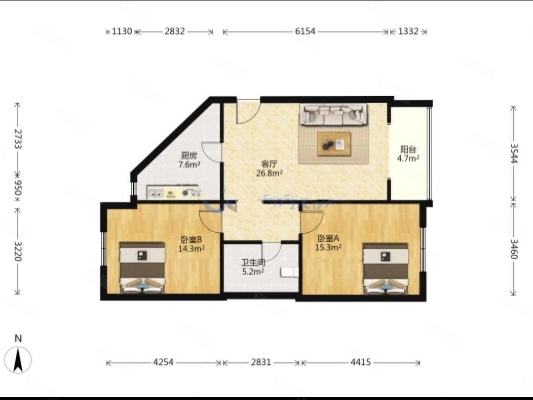 翠亨村2室2厅1卫92㎡南219万