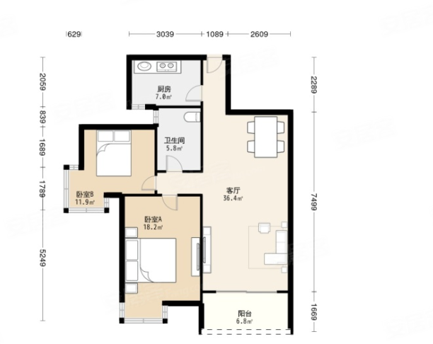海甸岛水岸星城b区朝向两房高层
