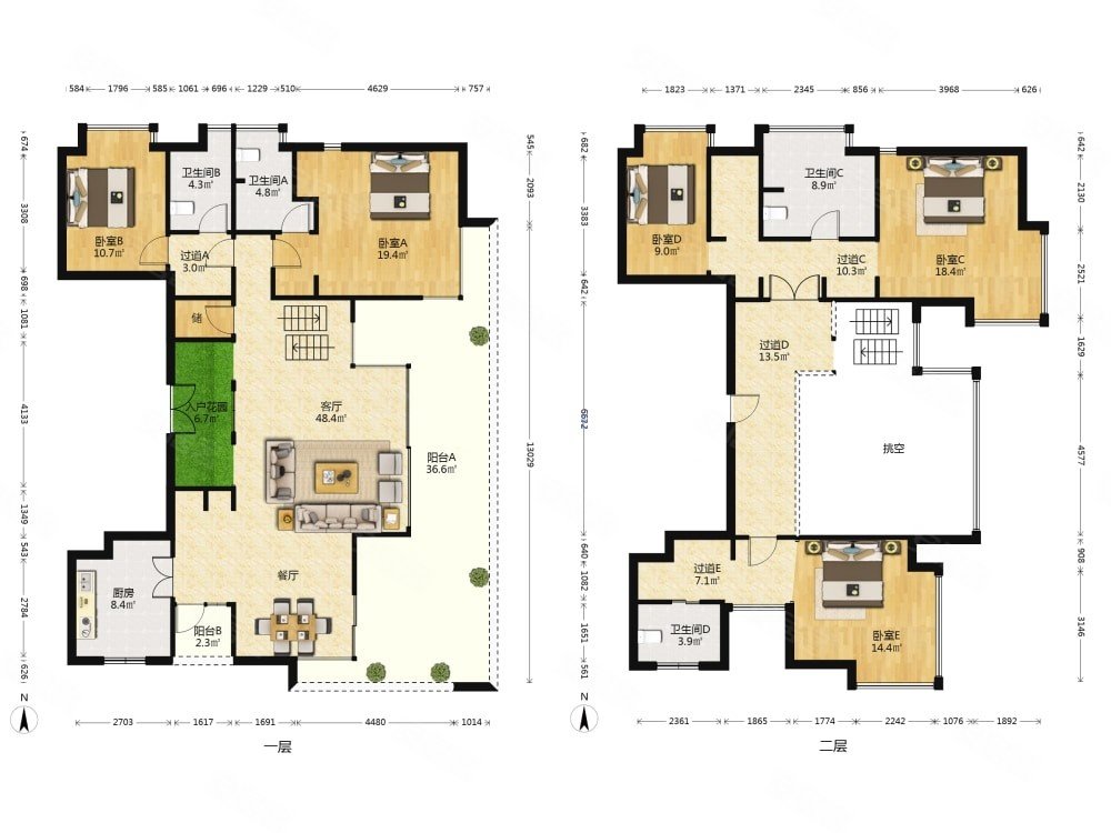 中空复式河景5房带车位附带40平观景阳台开阔视野