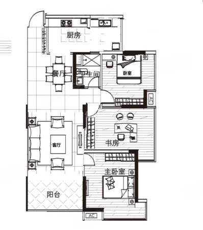 中天未来方舟G1组团3室2厅1卫110.2㎡南110万