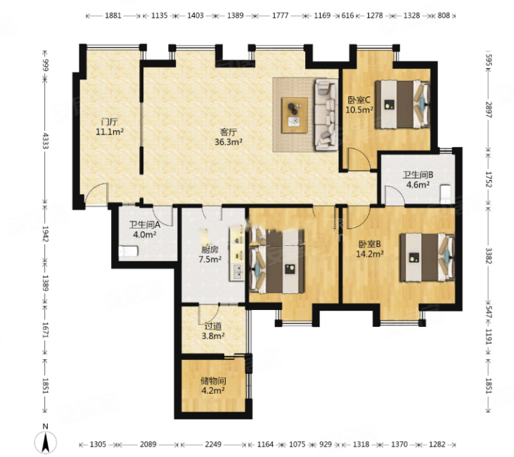 急出手) 1 12丸 套三横庭布局 公园房 近地铁 仅契税,水韵天府二手房