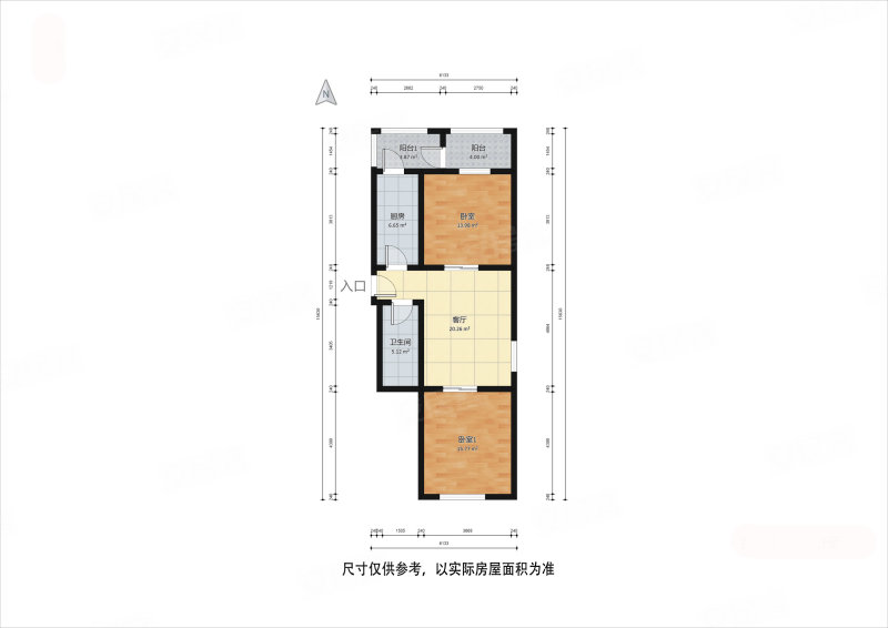 金凤里(北辰)2室1厅1卫91㎡南175万