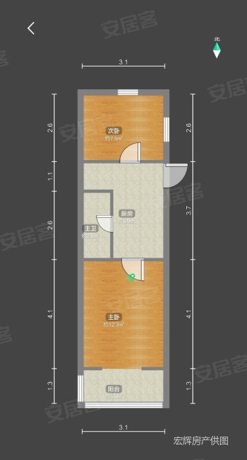 长寿路505弄小区2室0厅1卫54.06㎡南北406万