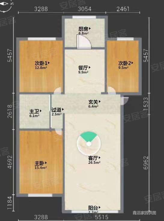 锦福苑3室2厅1卫136.78㎡南85万