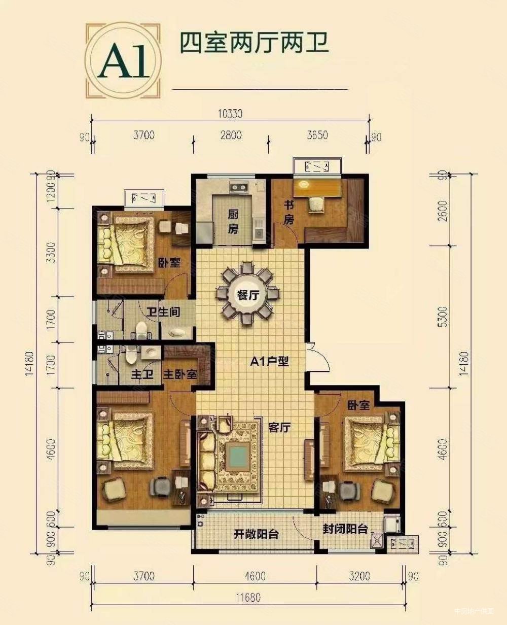 京博翡王府4室2厅2卫150㎡南北98万