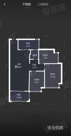 汇景豪园3室2厅1卫96.59㎡南北150万