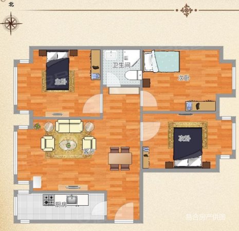 北街家园(六区)3室1厅1卫77.43㎡东西350万