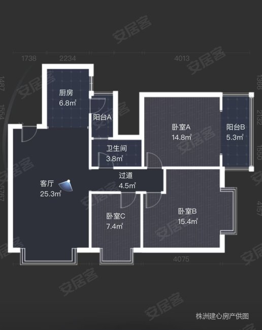 城市风景(天元)3室2厅2卫113㎡南北68.8万