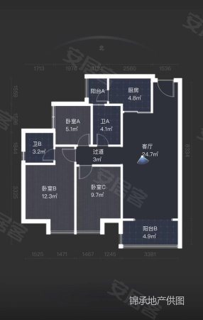 保利同济府3室2厅2卫95.01㎡南225万