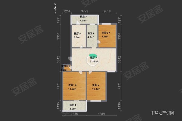 省直和平花园3室2厅1卫87㎡南北170万