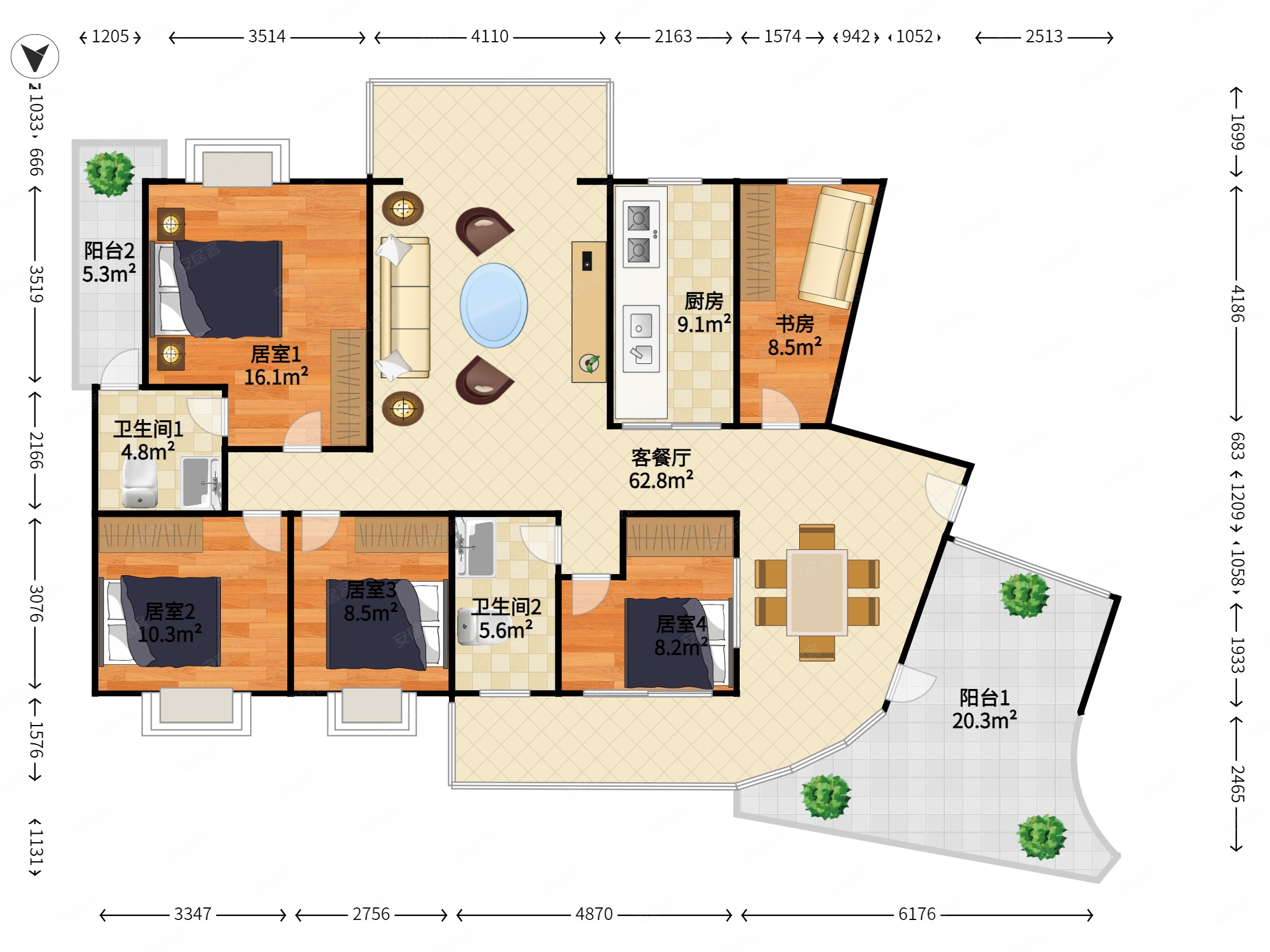 星宝明珠(一期)5室2厅2卫143㎡南北110万