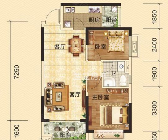 南宁江南江南周边恒大翡翠华庭恒大翡翠华庭 2室2厅1卫 1700.