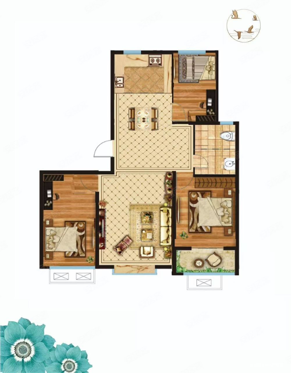 宏昌园(B区)3室2厅1卫139㎡南北99万