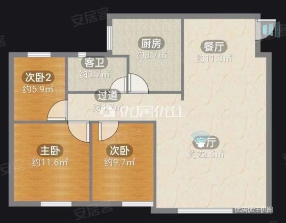 新星园3室2厅2卫127㎡南北72.8万