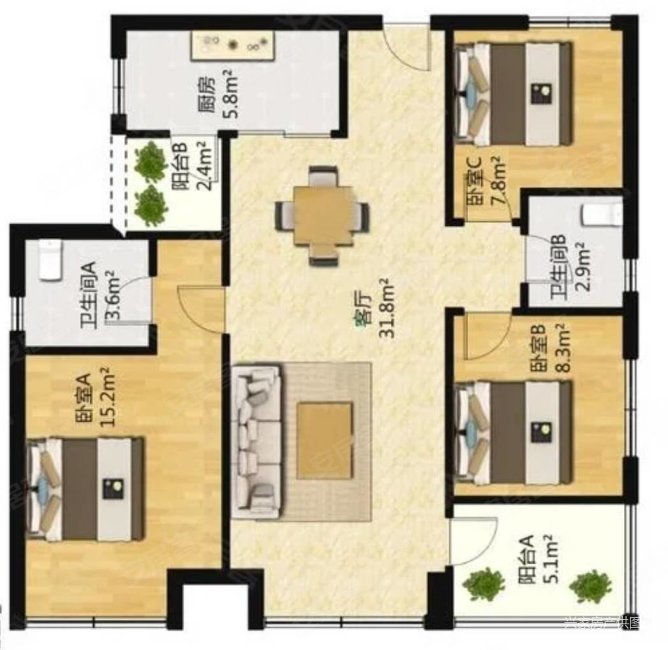 兴贤路51号小区3室1厅1卫78㎡南北28万