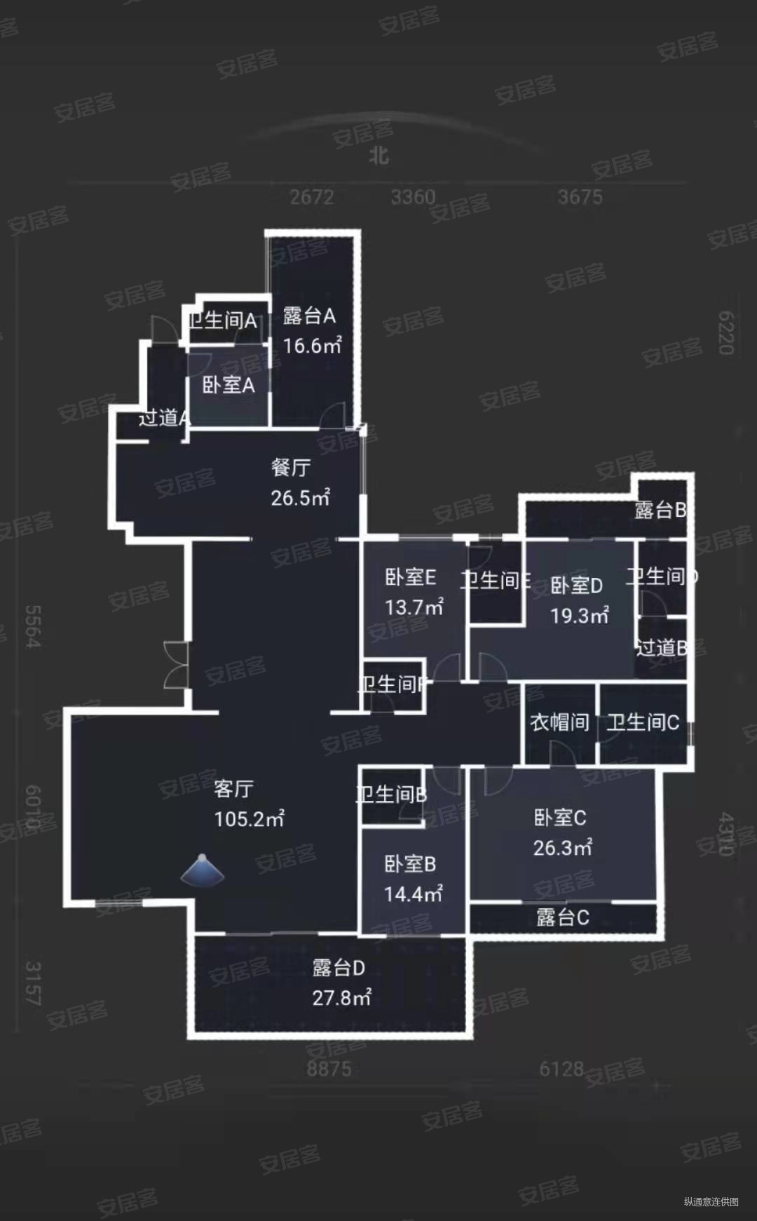 瀚海晴宇5室2厅6卫330㎡南北828万