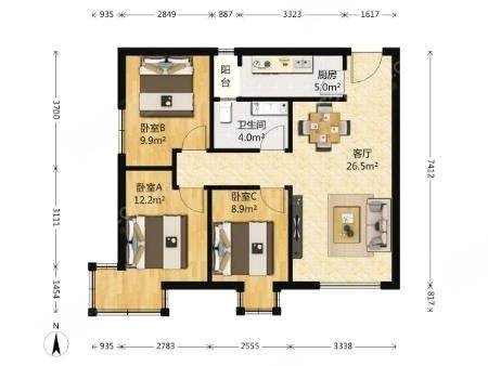 北京朝阳常营常营民族家园常营民族家园 次卧阳台 1700 三家合租出租房源真实图片