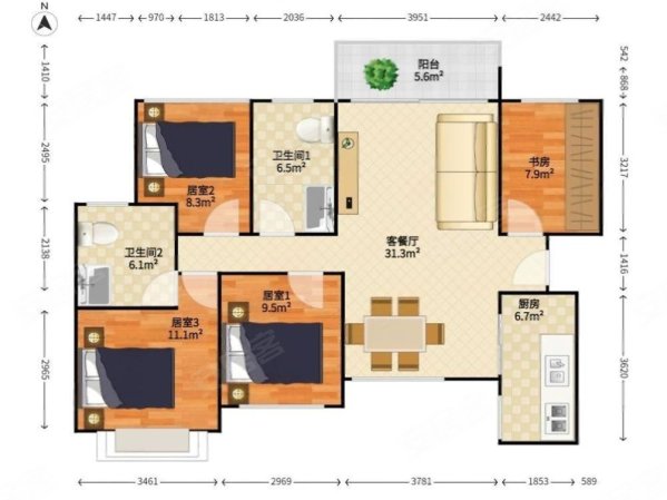 星河传奇4室2厅2卫88.83㎡南北0万