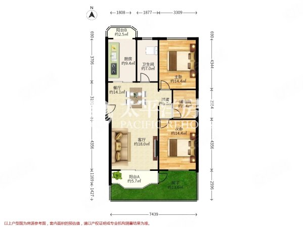 华高苑(北区)2室2厅2卫106.62㎡南568万