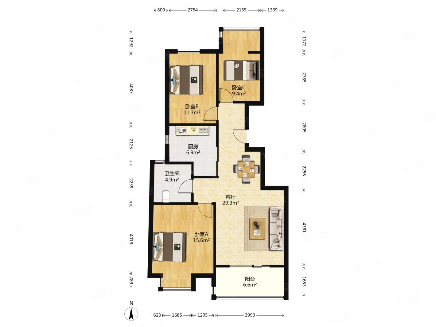 广厦天都城蓝调公寓刚需小三居近地铁有电梯装修好