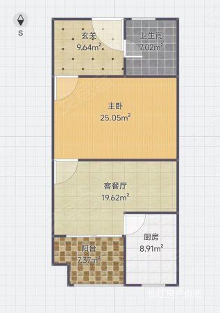 锦盛豪庭北苑1室2厅1卫63.07㎡南50万