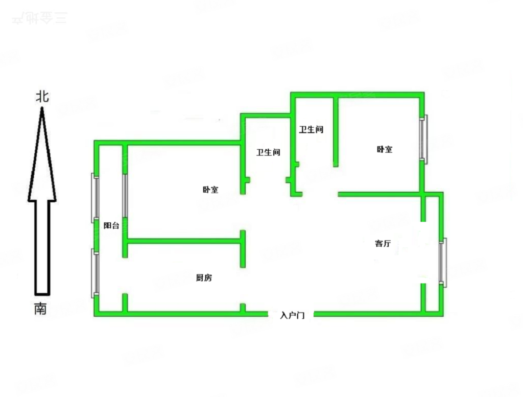 果园西里小区2室2厅2卫96㎡南北158万