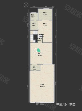 中海滨湖央墅4室3厅3卫310.77㎡南北1260万