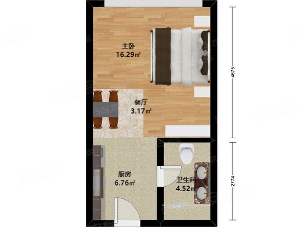 杭州萧山钱江世纪城众安嘉润公馆众安嘉润公馆 1室1厅1卫 45平 精装修