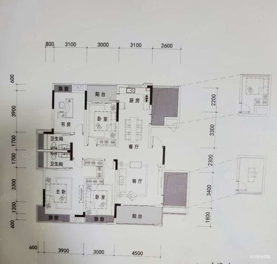 兴进漓江郡府金桂府6室2厅2卫148㎡南北198万
