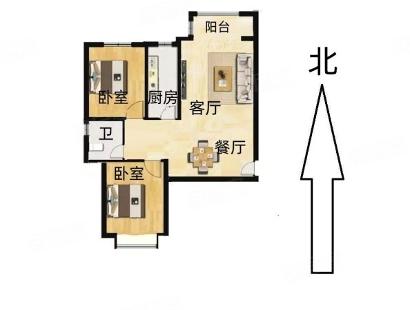 南高营2室2厅1卫82㎡南北50万