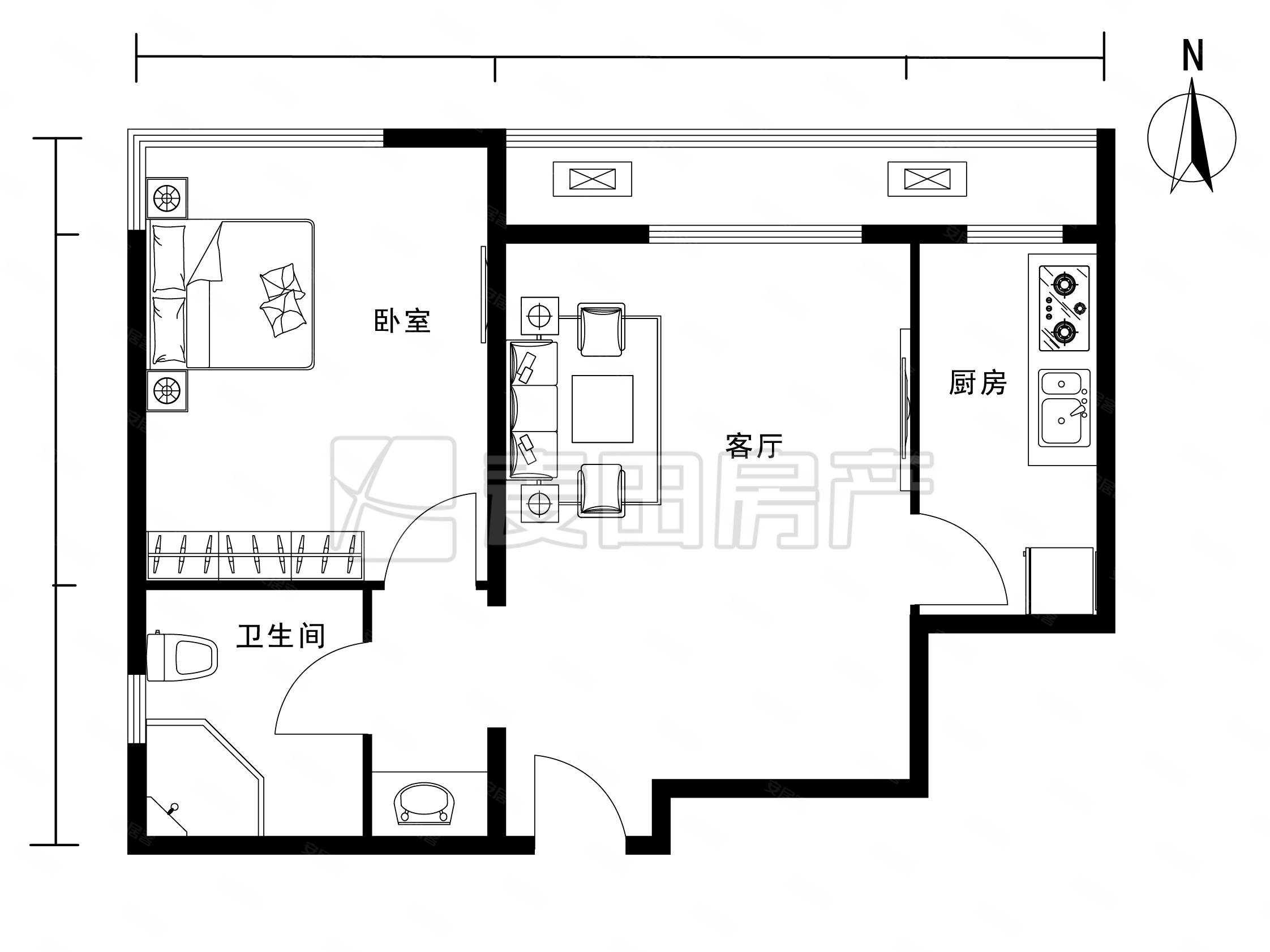 凤凰城二期全明格局高楼层一居室