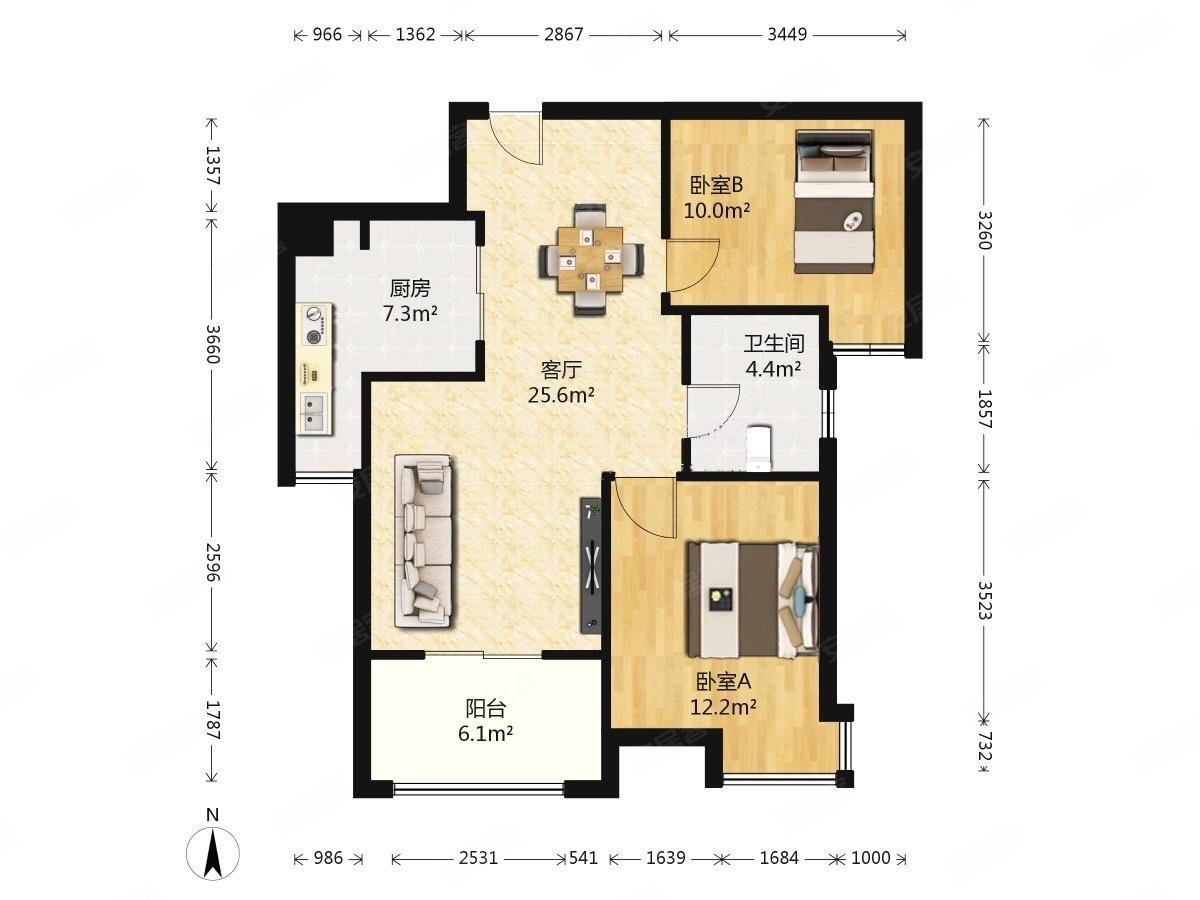 145万原树提香南北通2室2厅原树提香精装修