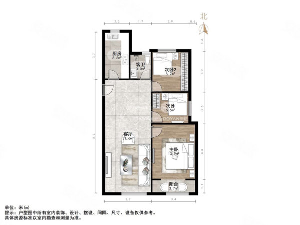 济高绿城桂语朝阳3室2厅1卫104.21㎡南北127万