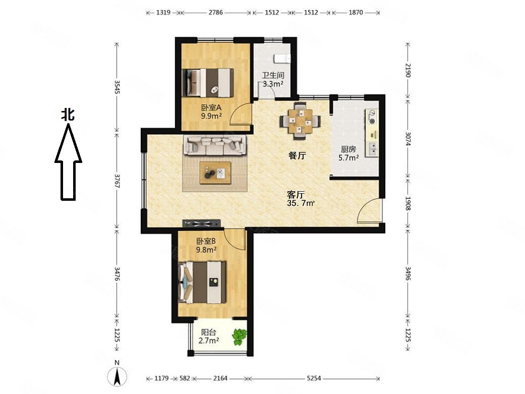 西楼头 地铁口旁 随时看房 十三中,富瀛苏园南区二手房,95万,2室2厅,1