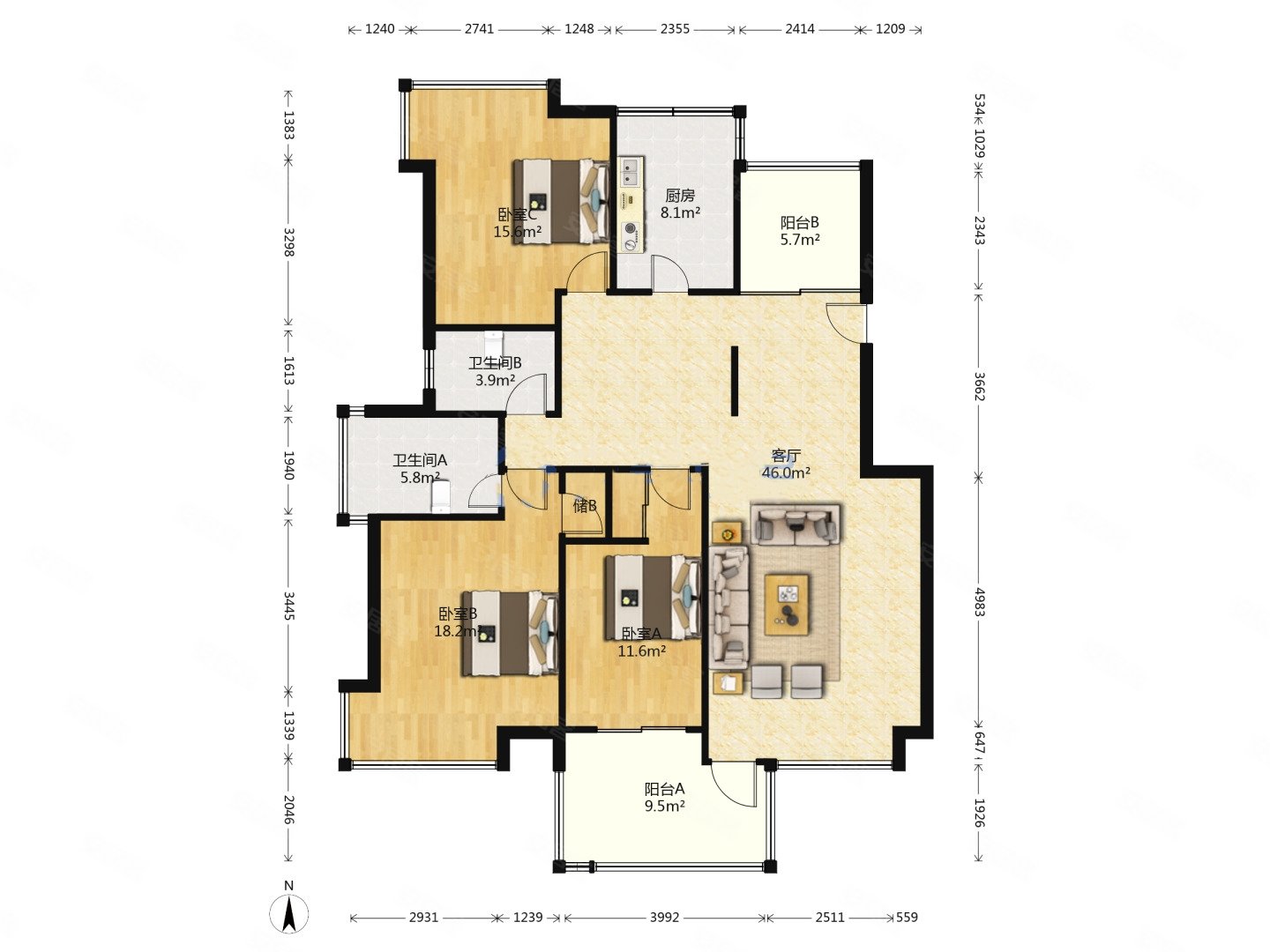中海塞纳丽舍中高楼层c1大三房业主急售好谈
