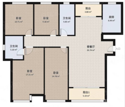 东福园4室3厅2卫137㎡南北41.8万