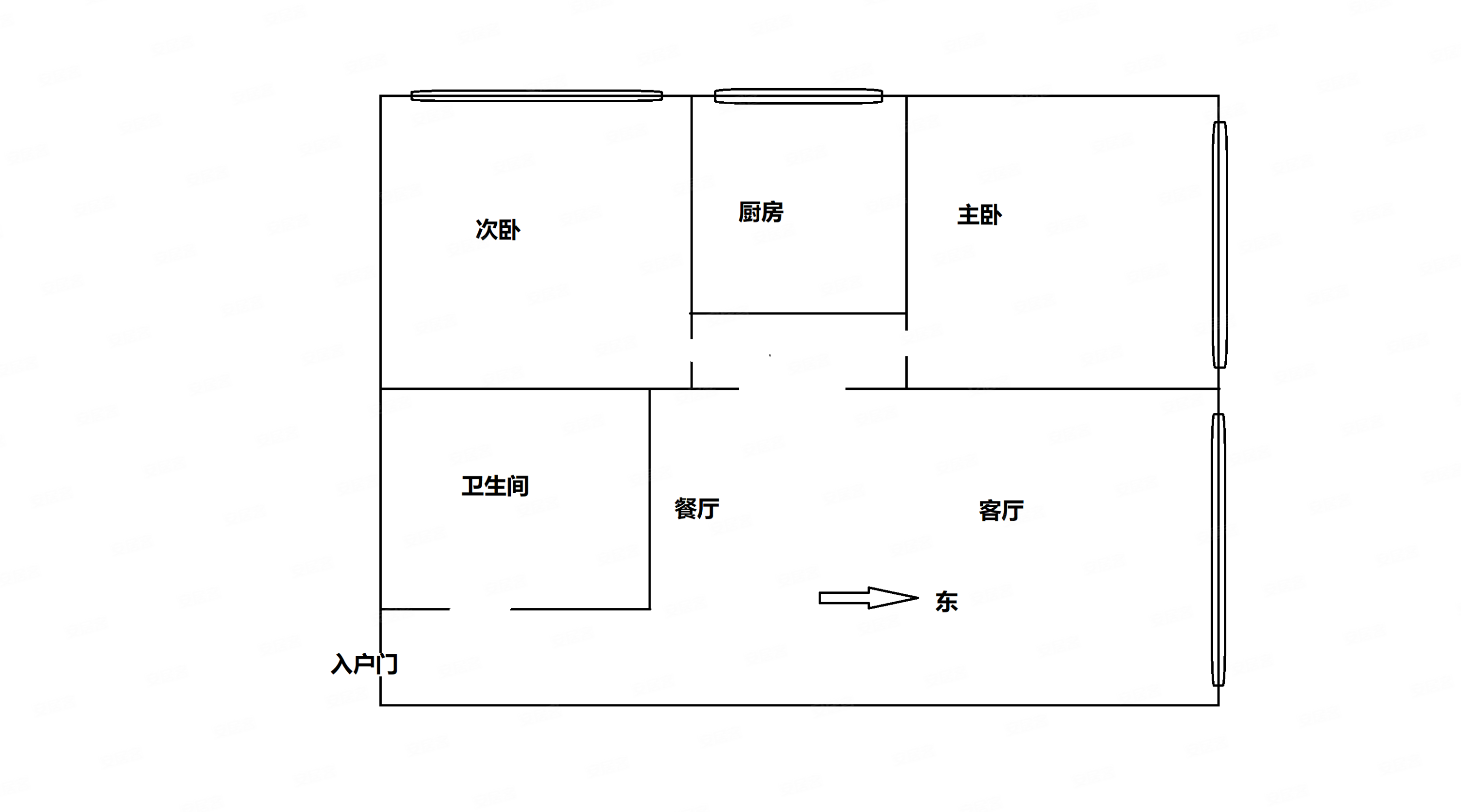 金泽玫瑰园2室2厅1卫93.01㎡东北75万