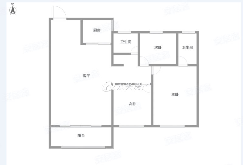 鸿鑫御景北区3室2厅2卫128㎡南北95万