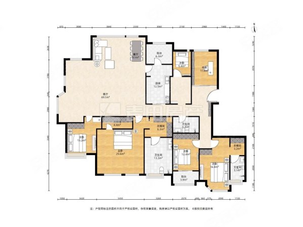 万科湖心岛(公寓住宅)6室2厅3卫322.19㎡南北2868万