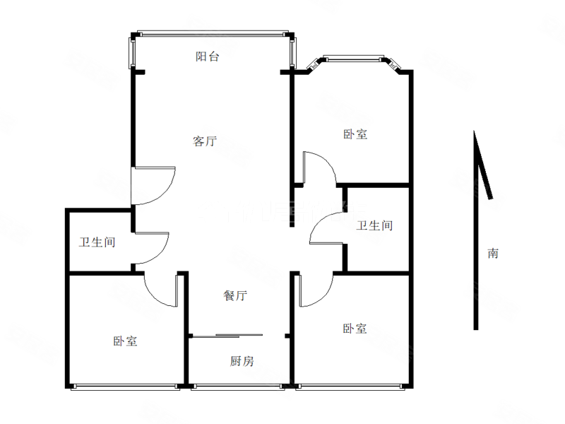 天和小区3室2厅2卫128.08㎡南北96万