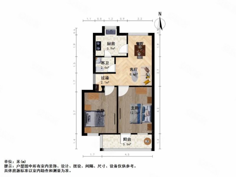 上坊路科学院宿舍2室2厅1卫70㎡南北51万