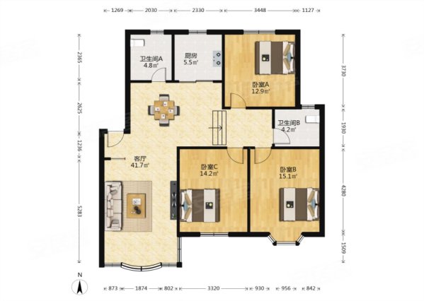 精装修错层大三房户型方正全天采光看房随时