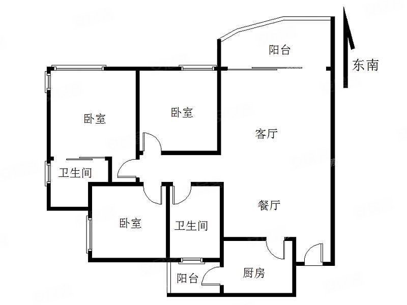 花滩洋房坐北朝南三房双卫户型方正采光好
