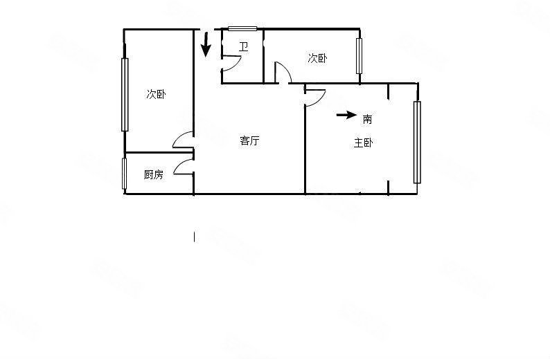 昆明市邮政局宿舍3室1厅1卫54.81㎡南北53万